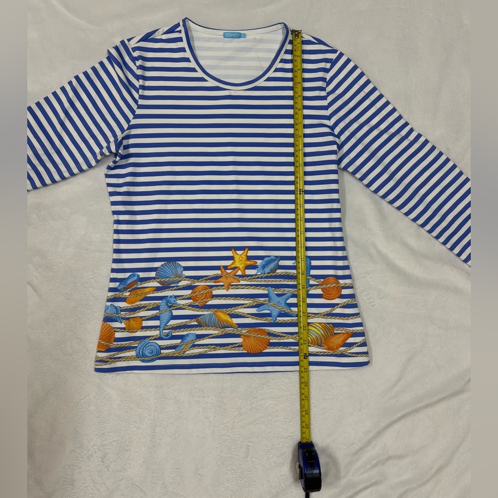 J. McLaughlin Blue and White Striped Top - Picture 4 of 7